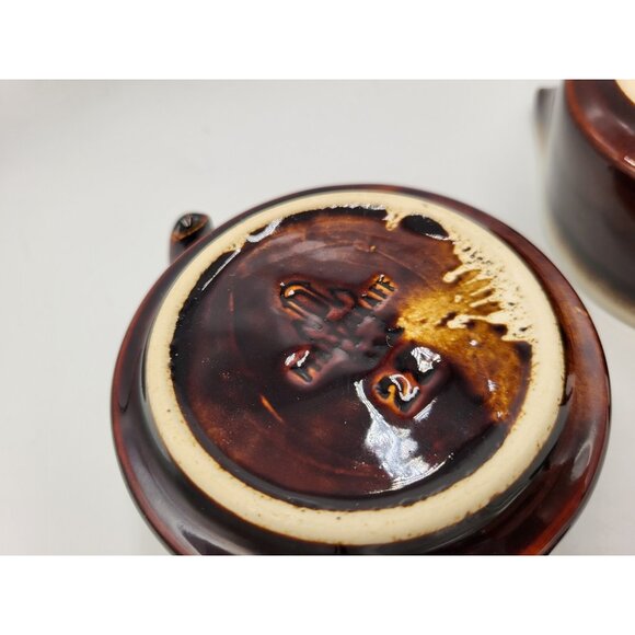 Vintage Pfaltzgraff USA Brown Drip Glaze Gourmet Open Creamer & Sugar Bowl Set - Picture 10 of 11